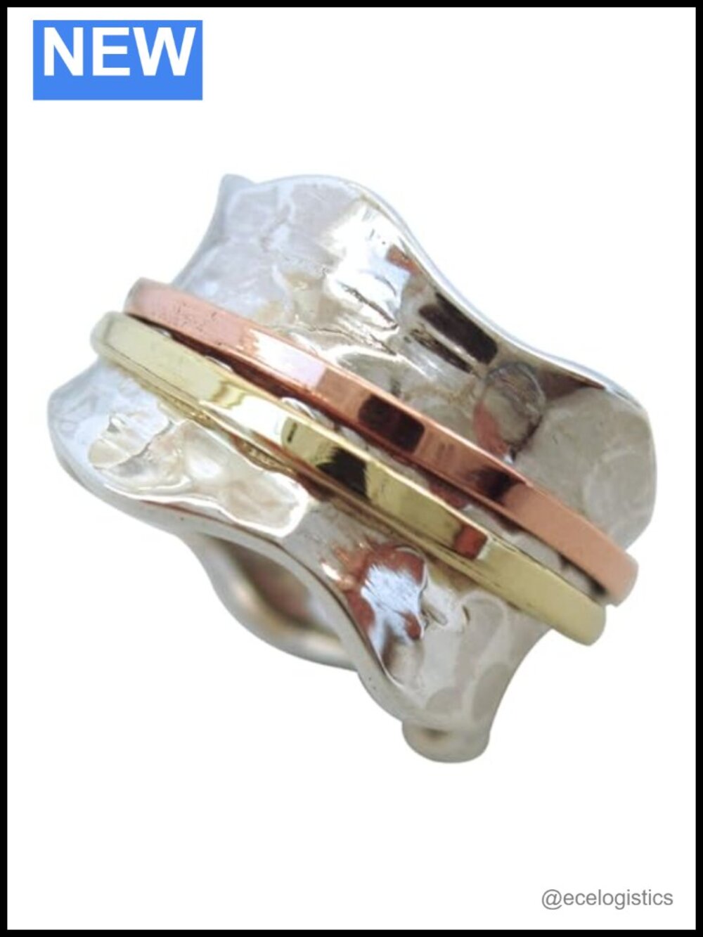 925 Sterling Silver Fidget Spinner Ring Anxiety Relief Meditation